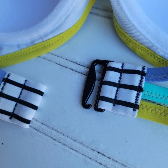 Victoria's Secret 32DDD Swim BIKINI Bandeau Black White Colorblock Striped 84Z - Picture 8 of 11